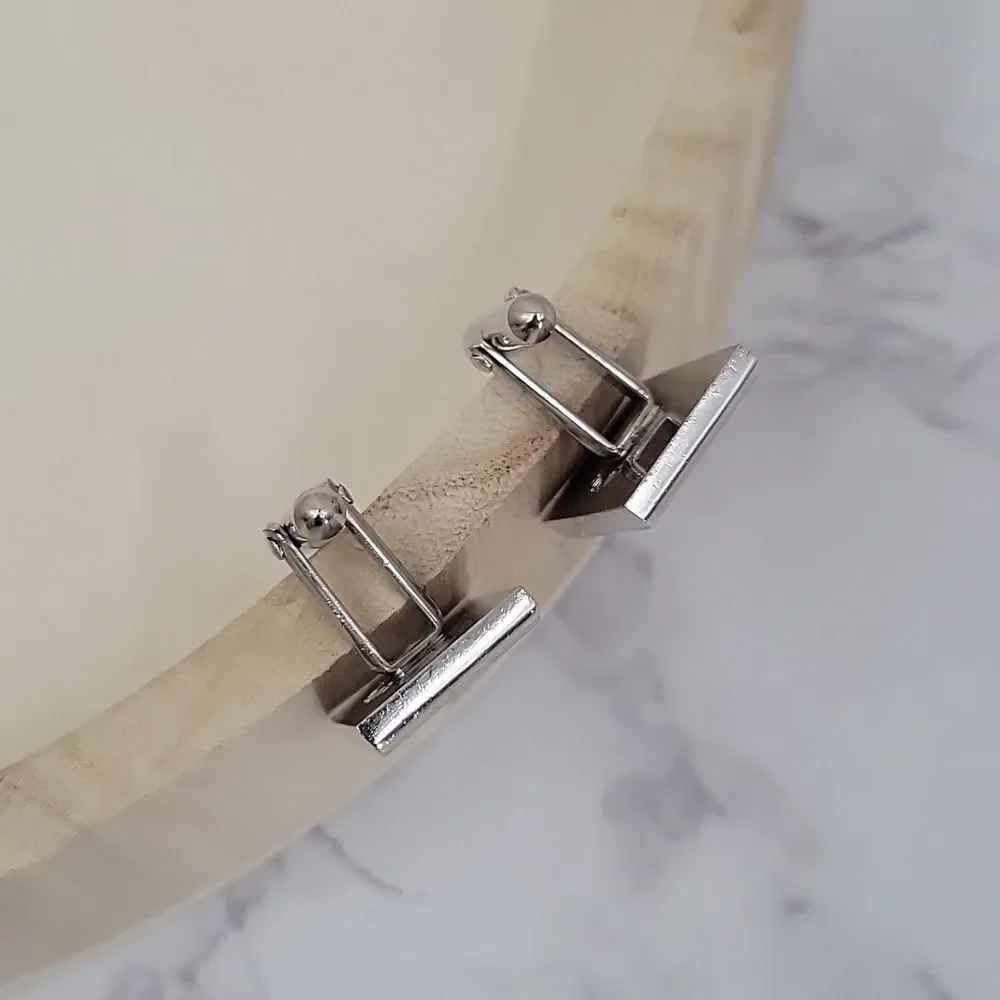 SWANK Vintage Cuff Links Silver toned Rectangle